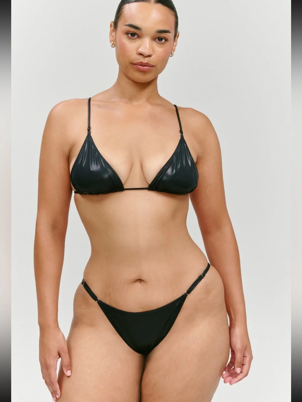 Khy x Frankie’s Metallic black bikini Luna Elena top bottoms